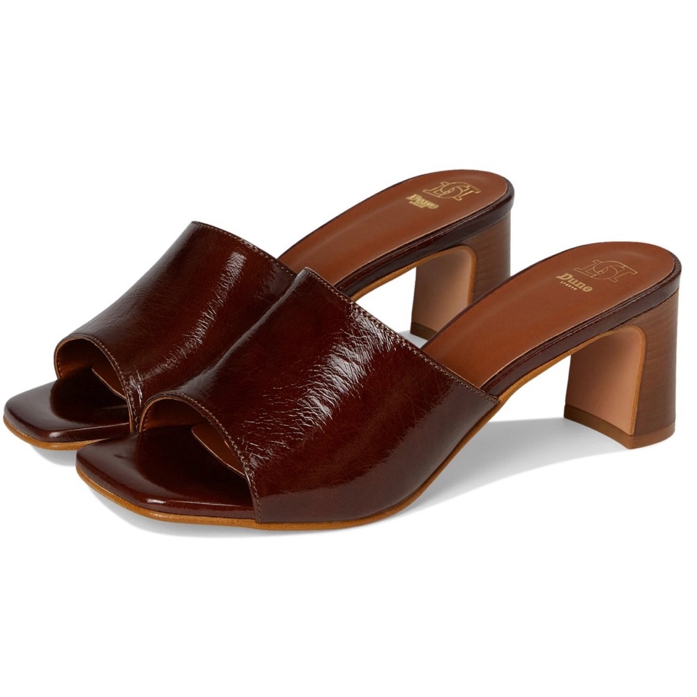 Dune London Brown Leather Heeled Mules 7